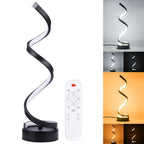 LED Spiral Table Lamp Modern Curved Desk Bedside Lamp Dim able Warm White Light For Living Room And Bedroom - SJB-DIAMOND ELITES
