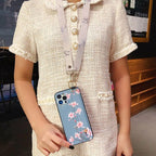 Ultra Luxury Case Cute Flower Design with Ring Kickstand Soft Crossbody Phone Cover for iPhone 13 14 Pro Max Case Fashion Crossbody Shoulder Strap Flower Leaf Phone Holder Cover for iPhone 12 11 X XR XS 7 8 Plus Stevvex