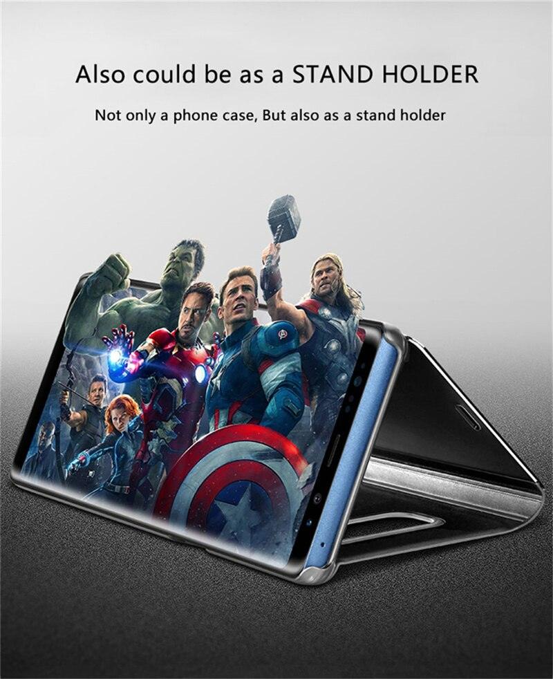 Smart Flip Phone Case For iPhone X XR XS 5 5S SE 7 8 6 6S Plus 11 12 13 Mini Pro Max 2020 Mirror Window Standing Holder Cover  Mirror Screen Smart Plating Case 360 Full Body Ultra Thin Intelligent Protective Case Stevvex