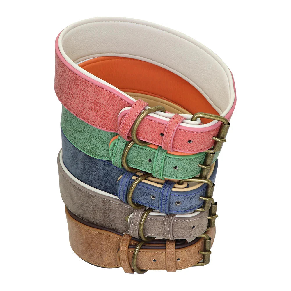 The Wide Luxe Collar - Padded Leather for Large Dogs Fashioned Furbabies