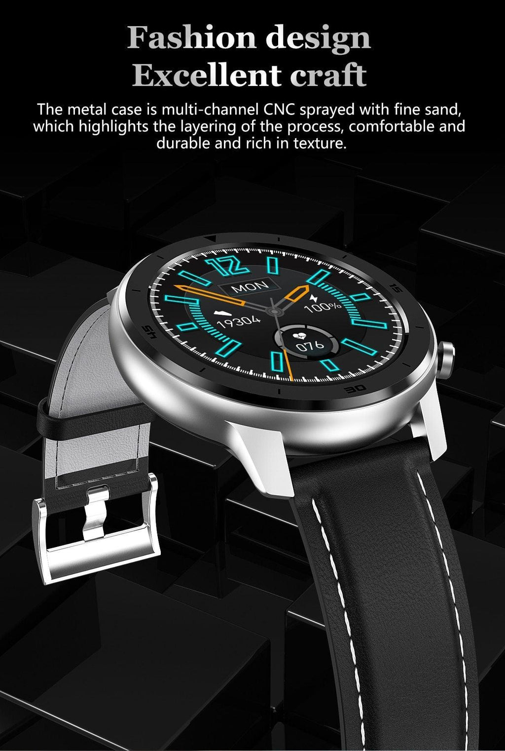 Modern Full Round Touch Display Smart Watch for Men In Business Luxury Style With IP68 Waterproof Protection and Heart Rate Blood Pressure Monitor 5 Days Standby Smartwatch - SJB-DIAMOND ELITES