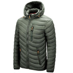 Men's Autumn Winter Classic Hooded Jacket Warm Coat Hooded Winter Coat Warm Adjustable Hood Jacket Cotton Removable Hood Jackets Men Simple Casual Vintage Detachable Hat Outfits Warm Men Lightweight Soft Jackets Stevvex