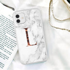 White A-Z Marble Texture Phone Cover For Iphone 12 Mini Soft Silicone Back Case Solid Name Phone Case Luxury Screen Camera Protection Shockproof Soft Cover Stevvex