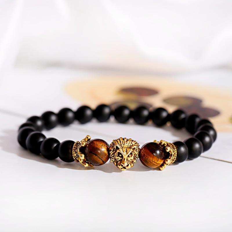 New Classic Crown Lion Elegant Bracelet Luxury For Men Fashion Tiger Eye Onyx Stone Handmade Beaded Charm Modern Bracelet For Women Jewelry - SJB-DIAMOND ELITES