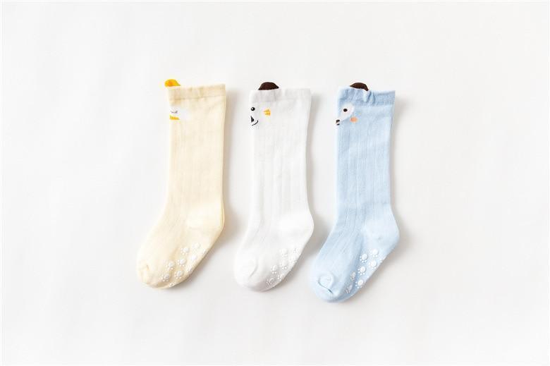 White Baby Sock Non Slip Cotton Long Socks Newborn Knee High Socks For Baby Girls Super Elastic Cute Design Stevvex