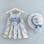 Modern Baby Newborn Toddler Girls Summer Tutu Dress With Printing Princess Dresses Sundress And Hat