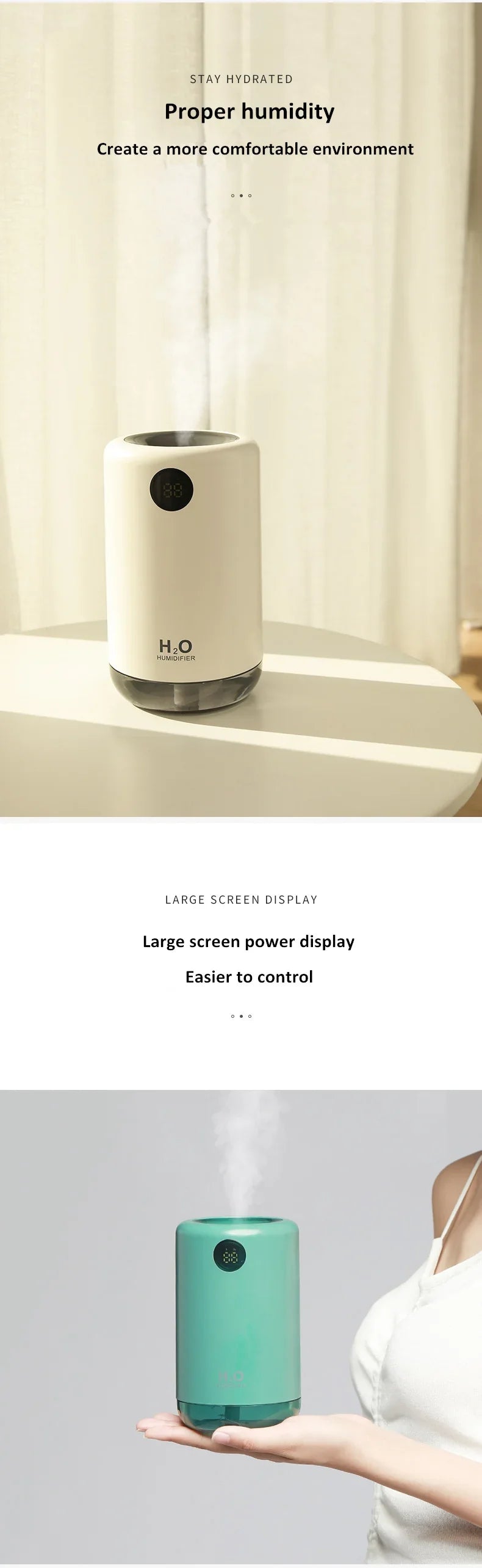Home Table Wireless Ultrasonic Air Humidifier, Portable Mini Aroma Water Mist Diffuser, Battery Life Show, 500ml, 2000mAh Lootquake LLC