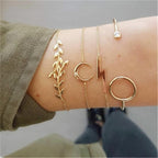Fashion Bohemia Leaf Round Knot Cuff Bangle Gold Chain Charm Bracelet  for Women Simple Geometric Bracelets Luxury Jewelry - SJB-DIAMOND ELITES