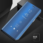 Smart Flip Phone Case For iPhone X XR XS 5 5S SE 7 8 6 6S Plus 11 12 13 Mini Pro Max 2020 Mirror Window Standing Holder Cover  Mirror Screen Smart Plating Case 360 Full Body Ultra Thin Intelligent Protective Case Stevvex