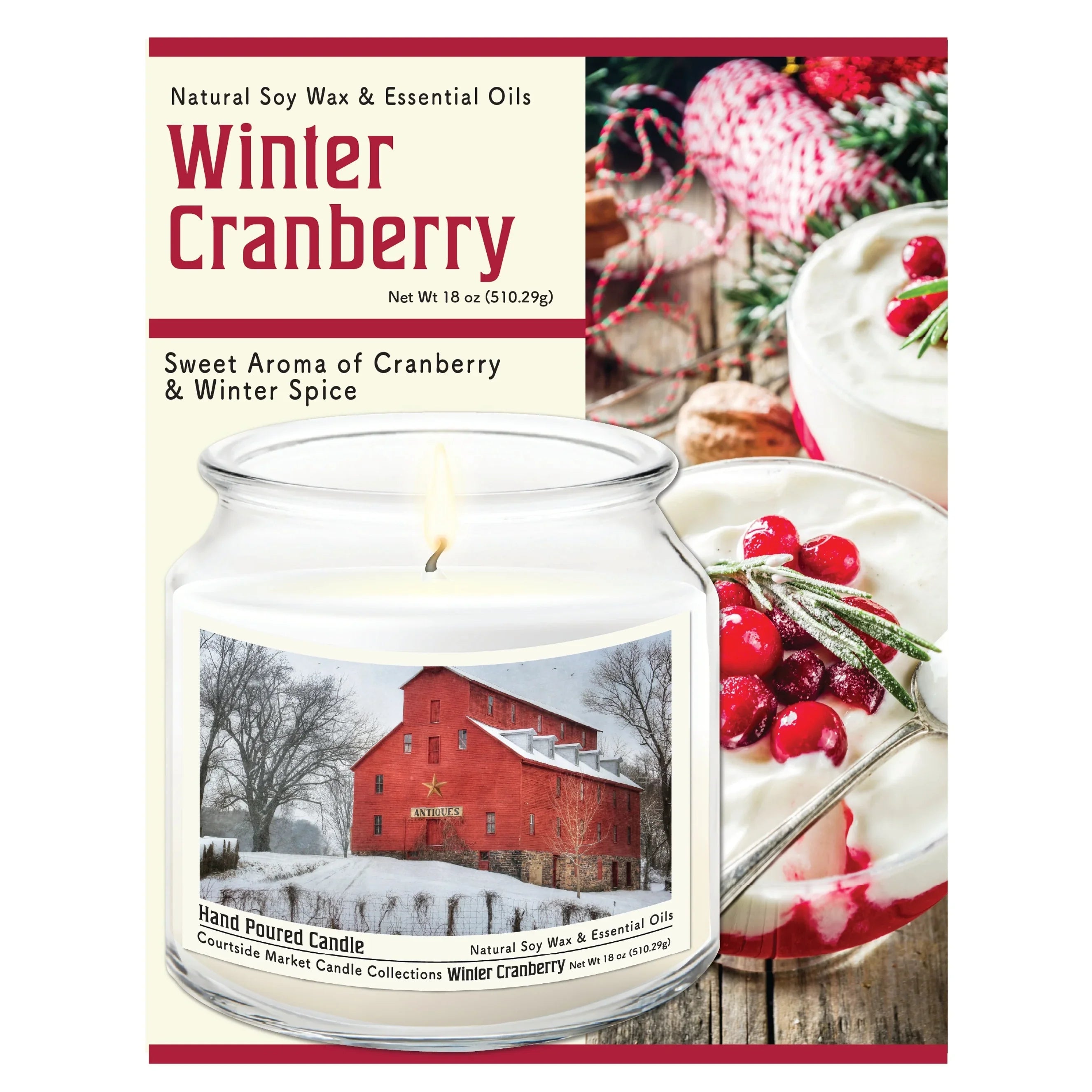 TD Courtside Market Snow Scented Candle Glass Jar with Glass Lid for Farm Decor Lootquake LLC