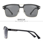 BARCUR Polarized Men’s Sunglasses – Fashionable Square Stainless Steel Frame UV400 Protection Anti-Reflective Outdoor Sports & Driving Eyewear – Original Design Casual Style with Premium Polycarbonate Lenses