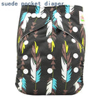 Newborn Cloth Diaper Sewed in Charcoal Bamboo Insert and Suede Pocket Diapers Waterproof Baby Nappies Design for Baby