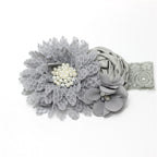 Luxury Modern Handmade Flower Headband Newborn Infant Pearl Flowers With Lace wide Headbands Bebes Hair Accessories Bow