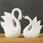 2PCS Swan Statue Pretty Creative Swan Sculpture Figurines Ceramic Crafts Art Home Decoration Accessories1 Pair Wedding Gift Lootquake LLC