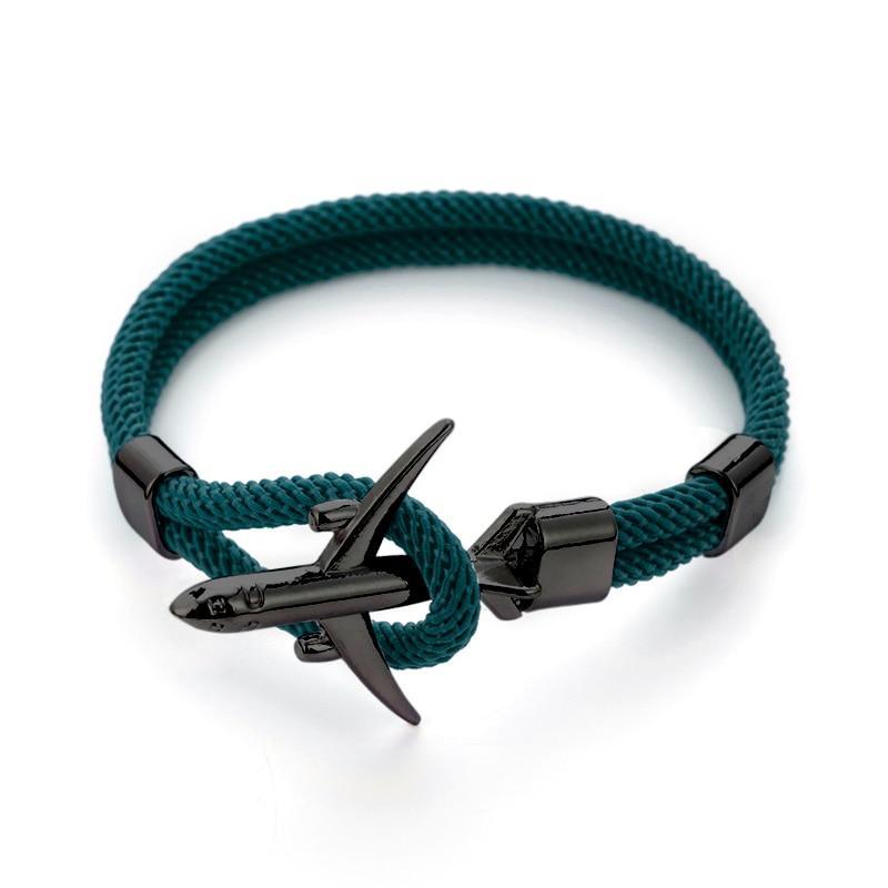 Modern Fashion Airplane Anchor Bracelets Men Charm Rope Chain Paracord Bracelet Women Male Air Force Style Wrap Metal Sport Hook Gift - SJB-DIAMOND ELITES