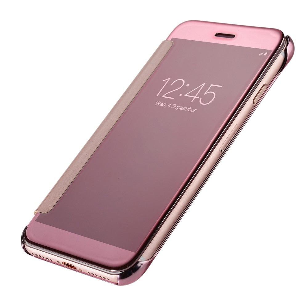 Luxury iphone Flip Case iphone 11 12 13 14 Cover Clear View Windows Mirror Magnetized Simple Closure Unique Flip Phone Stylish Case For iPhone Stevvex