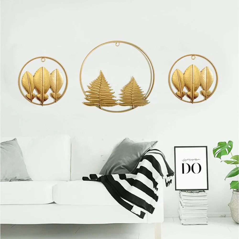 Ginkgo Leaf Metal Wall Decor Pendants Wrought Iron Wall Hanging Ornament Retro Nordic Room Decor Home Decoration Accessories Pi-Mart