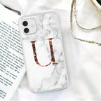 White A-Z Marble Texture Phone Cover For Iphone 12 Mini Soft Silicone Back Case Solid Name Phone Case Luxury Screen Camera Protection Shockproof Soft Cover Stevvex