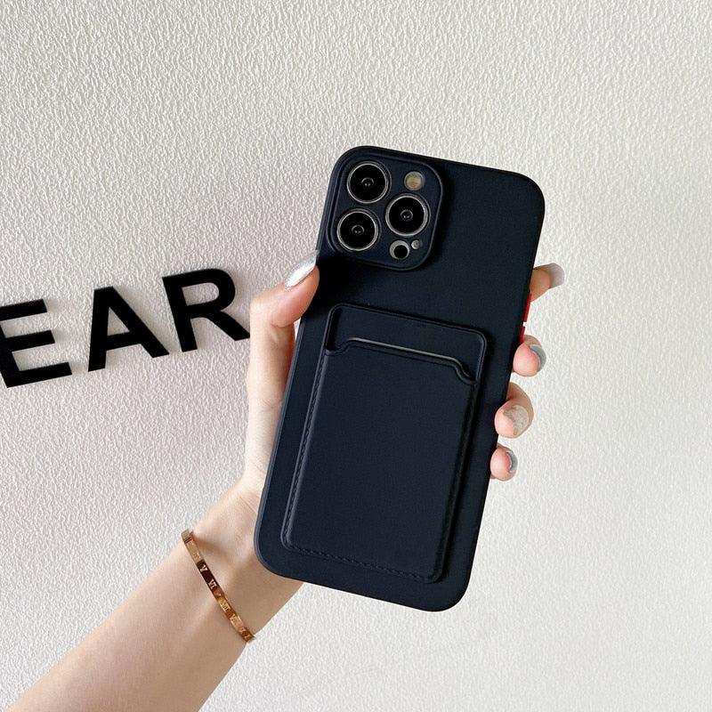 Soft Silicone Phone Case For iPhone 14 13 Pro Max 13Pro Silicone Soft Mobile Phone Case Wallet Card Holder Cover Slim Fit Thin Protective Soft Shock-Absorbing Wallet Case Stevvex