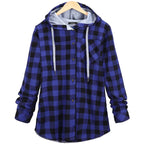 Multicolor Checked Hooded Cardigan for Women Pi-Mart