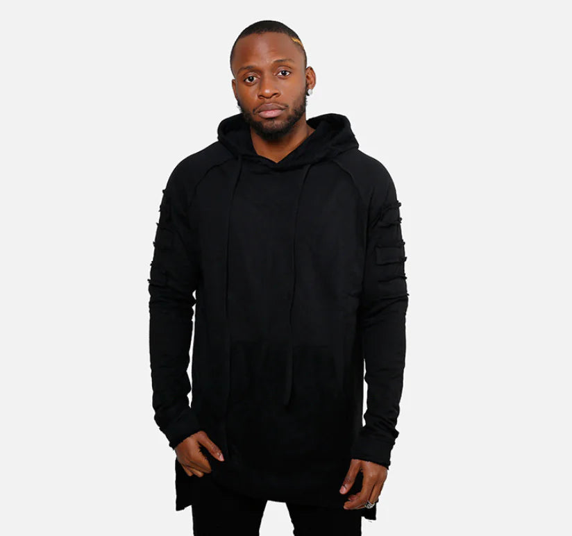 Long Hoodie, Hip Hop Hoodie, Outerwear Sweatshirt Pi-Mart