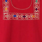 Red Blouse Huipil with Colorful Hand Stitched on - SJB-DIAMOND ELITES
