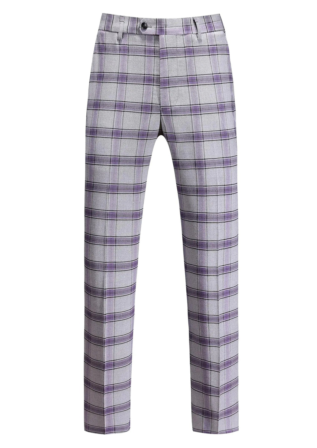 Mens Classic Suit Pants Straight Fit Modern Formal Dress Pants Separate Trousers US Size 40W x 32L Plaid Light Purple Lootquake LLC