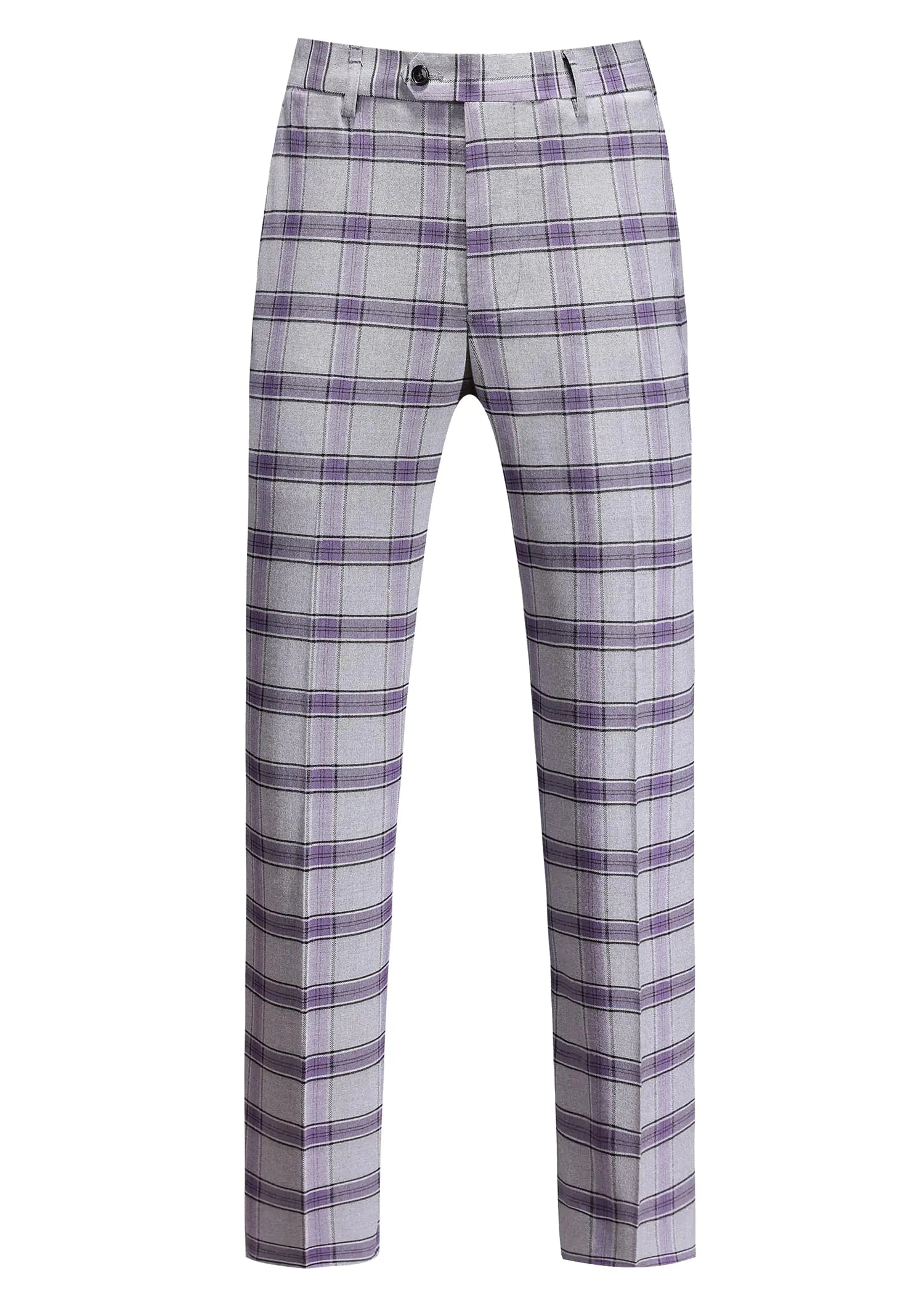 Mens Classic Suit Pants Straight Fit Modern Formal Dress Pants Separate Trousers US Size 40W x 32L Plaid Light Purple Lootquake LLC