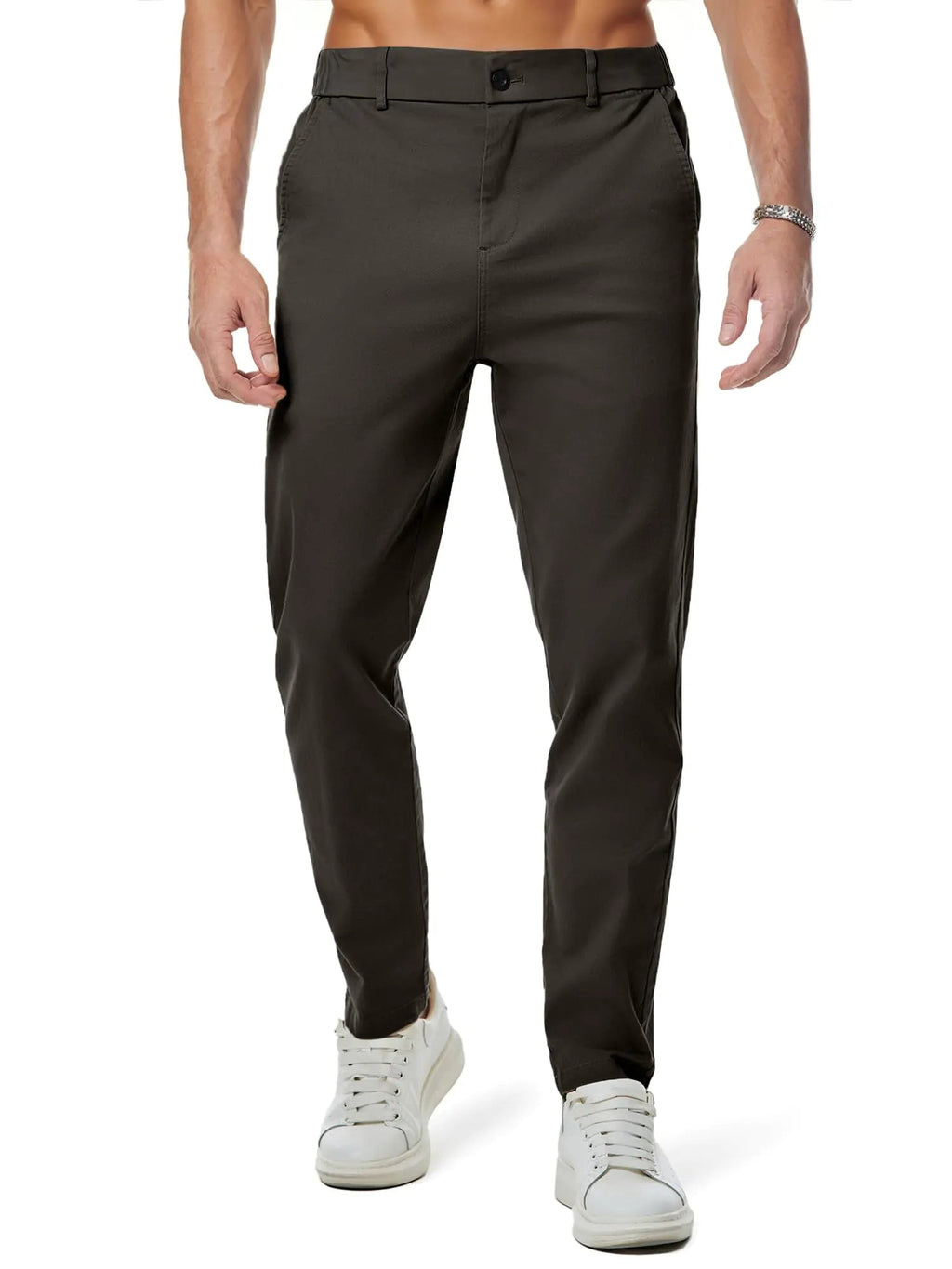 JMIERR Mens Stretch Chino Pants Business Casual Stretch Waist Slim Fit Golf Pants Tapered Cotton Twill Trousers Dress Pants with Pockets M Chicory Coffee Lootquake LLC
