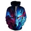 Wolf Hoodie, Couple Hoodie, Blue Sweatshirt Pi-Mart