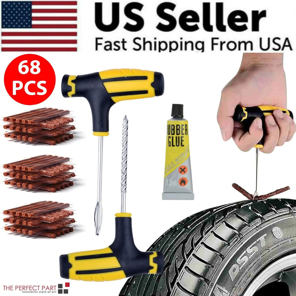 68pc Tire Repair Kit DIY Flat Tire Repair Car Truck Motorcycle Home Plug Patch Pi-Mart