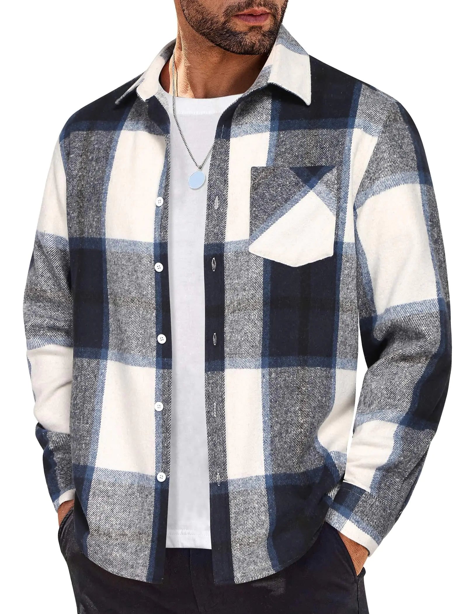 COOFANDY Mens Button Up Shirts Long Sleeve Plaid Shirts Casual Button Down Shirts Regular Fit Fall Jackets Lootquake LLC