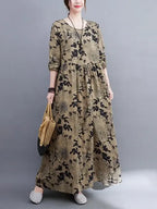 Floral Print Long Sleeve Dresses Pi-Mart