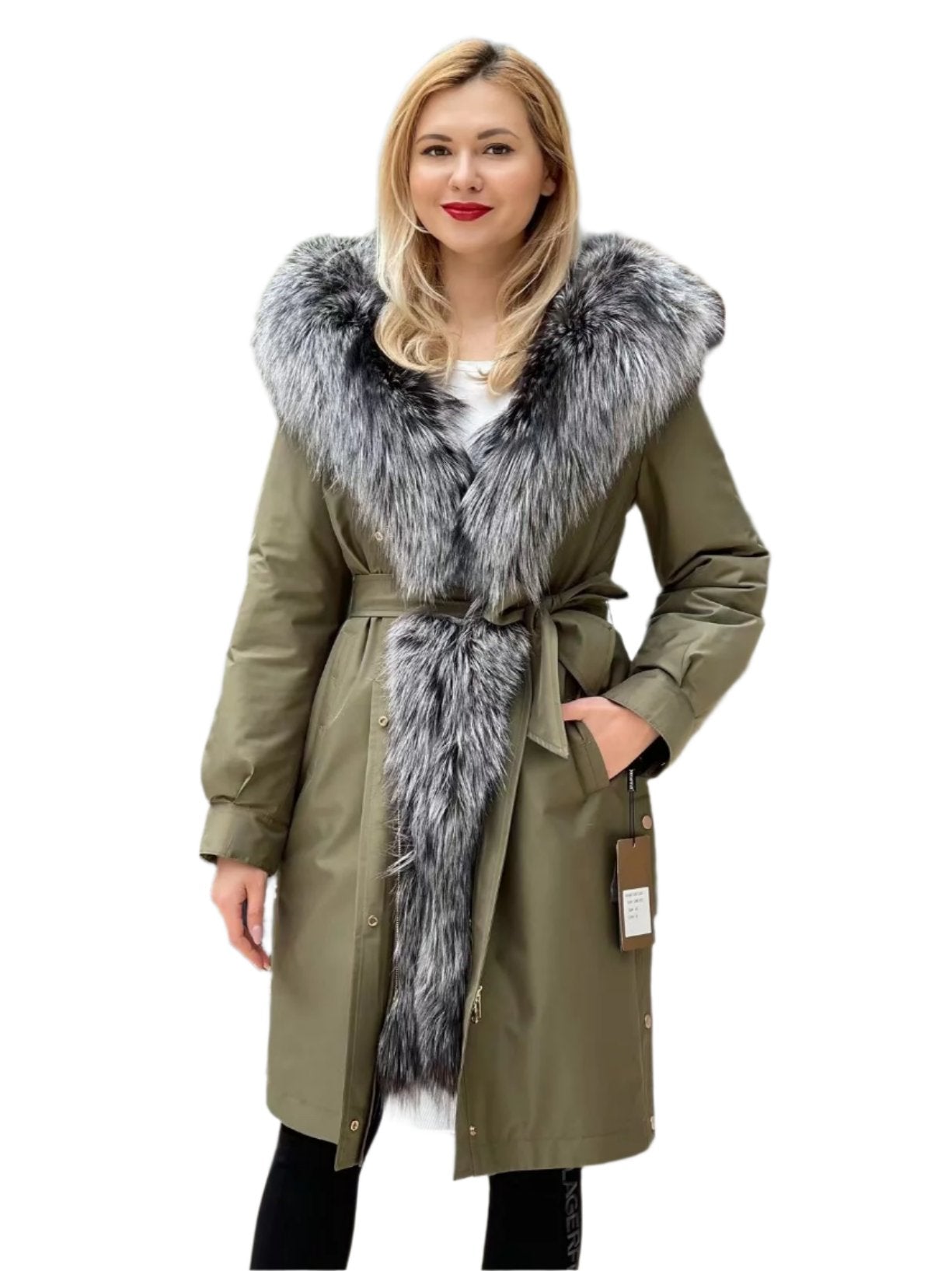 Genuine Silver Fox Fur Trim Rabbit Fur Insulated Parka - SJB-DIAMOND ELITES