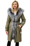 Genuine Silver Fox Fur Trim Rabbit Fur Insulated Parka - SJB-DIAMOND ELITES