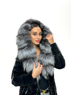 Genuine Silver Fox Fur Down Fill Coat - SJB-DIAMOND ELITES