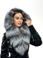 Genuine Silver Fox Fur Down Fill Coat - SJB-DIAMOND ELITES