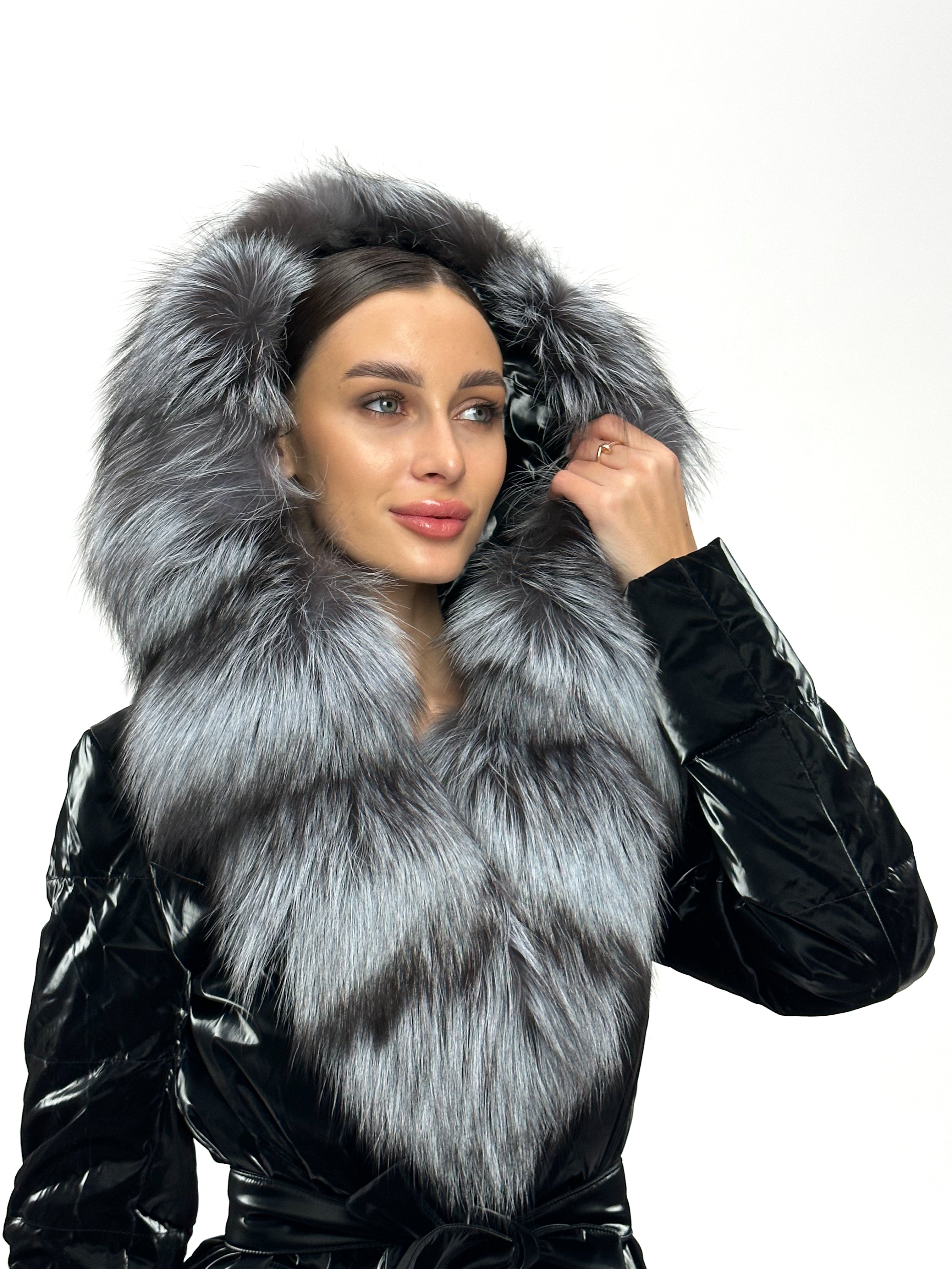 Genuine Silver Fox Fur Down Fill Coat - SJB-DIAMOND ELITES