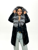 Genuine Silver Fox Fur Down Fill Coat - SJB-DIAMOND ELITES