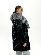 Genuine Silver Fox Fur Down Fill Coat - SJB-DIAMOND ELITES