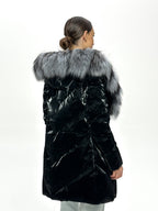 Genuine Silver Fox Fur Down Fill Coat - SJB-DIAMOND ELITES