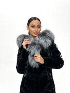 Genuine Silver Fox Fur Down Fill Coat - SJB-DIAMOND ELITES