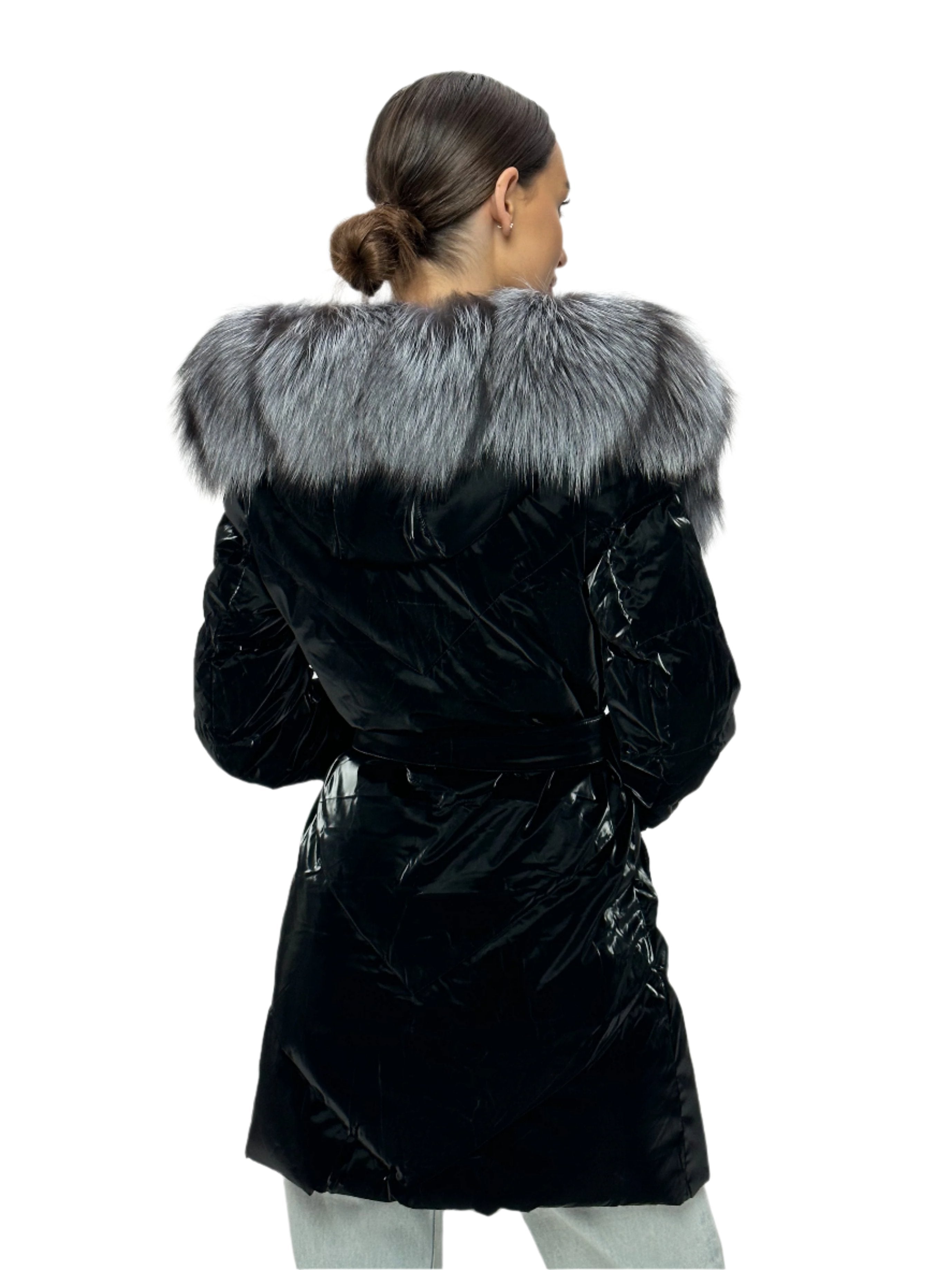 Genuine Silver Fox Fur Down Fill Coat - SJB-DIAMOND ELITES