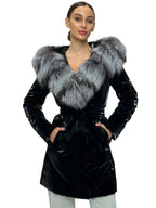 Genuine Silver Fox Fur Down Fill Coat - SJB-DIAMOND ELITES