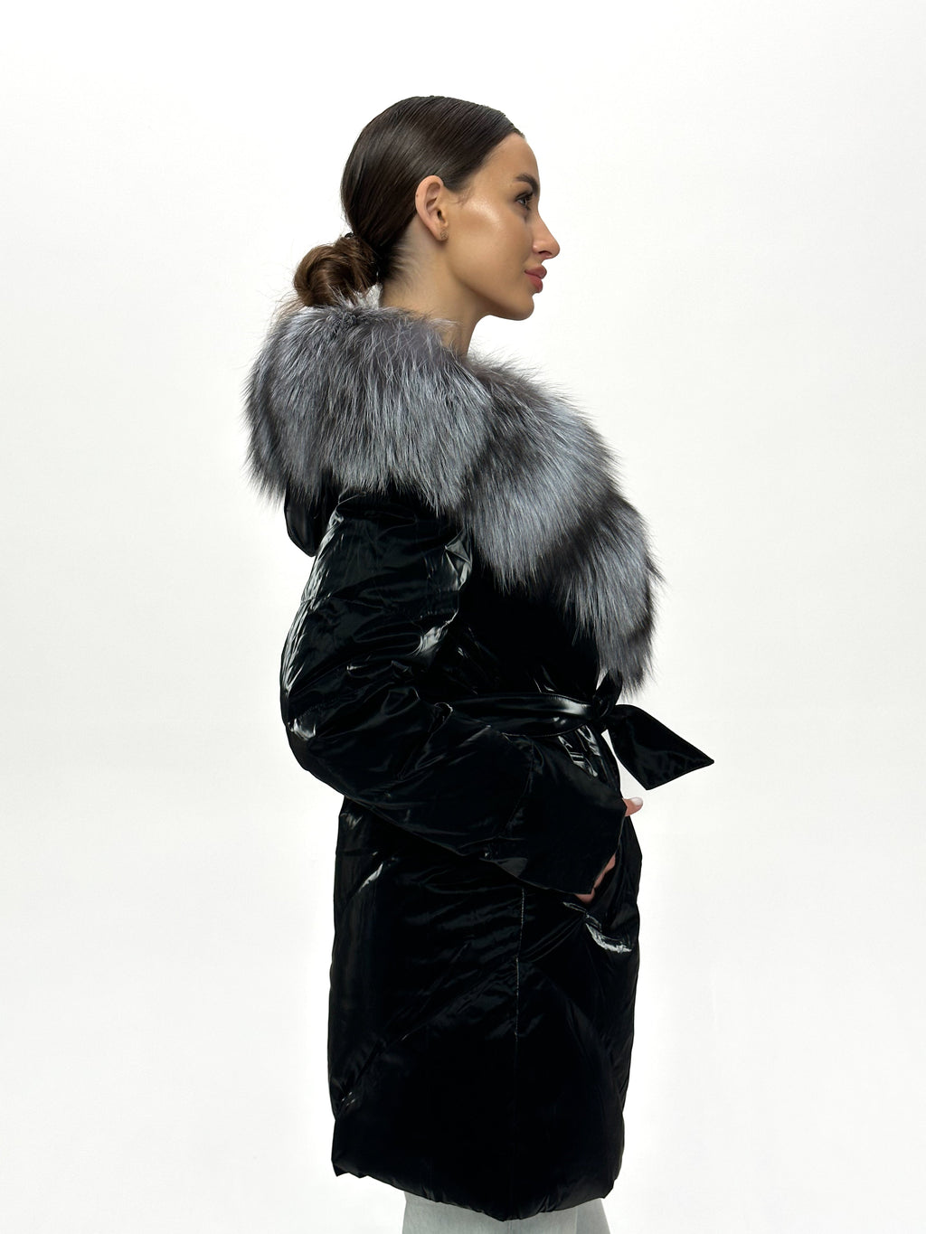 Genuine Silver Fox Fur Down Fill Coat - SJB-DIAMOND ELITES