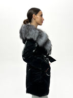 Genuine Silver Fox Fur Down Fill Coat - SJB-DIAMOND ELITES
