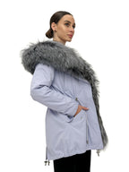 Genuine Silver Fox Fur Trim Rabbit Fur Insulated Parka - SJB-DIAMOND ELITES