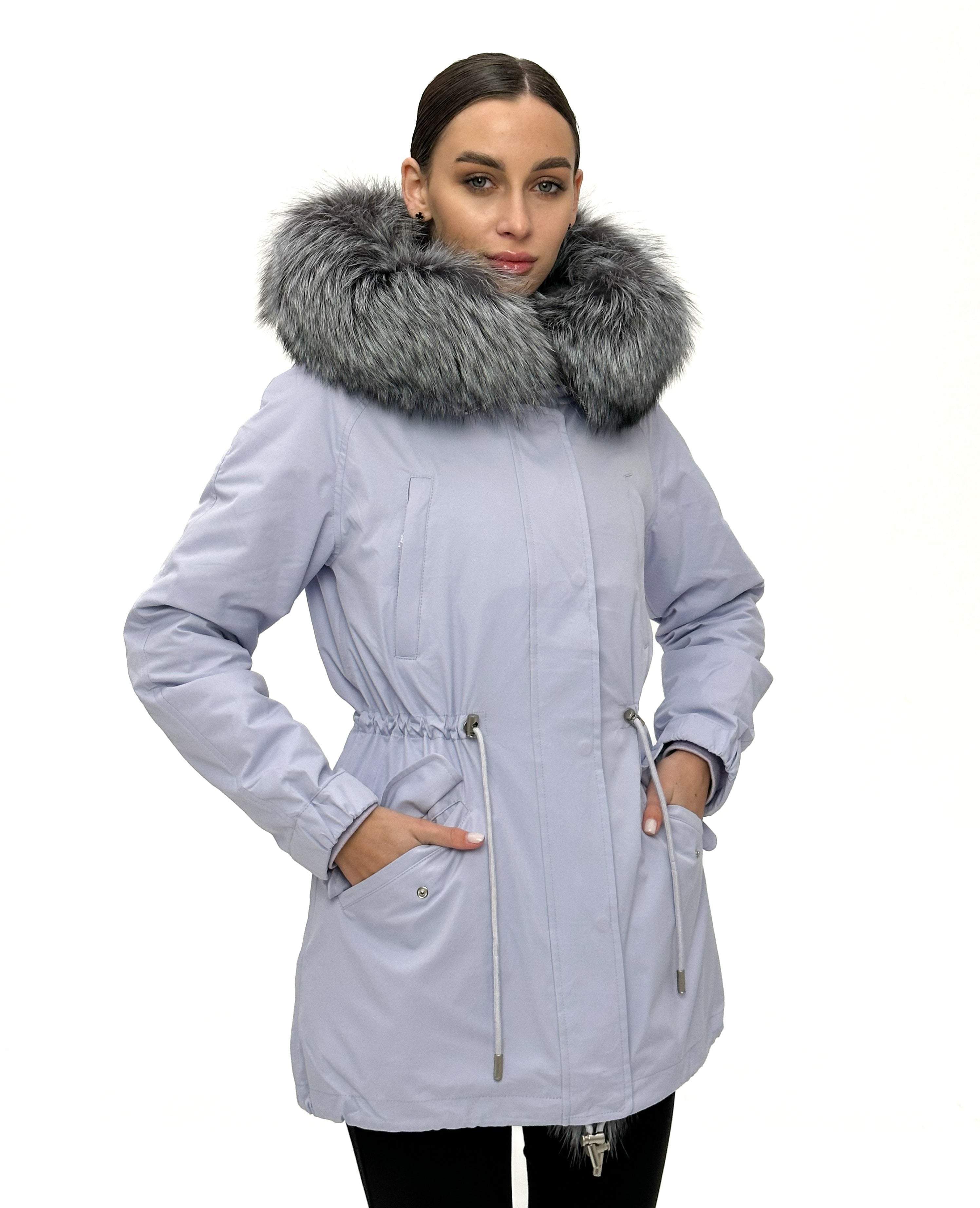 Genuine Silver Fox Fur Trim Rabbit Fur Insulated Parka - SJB-DIAMOND ELITES