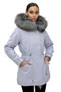 Genuine Silver Fox Fur Trim Rabbit Fur Insulated Parka - SJB-DIAMOND ELITES
