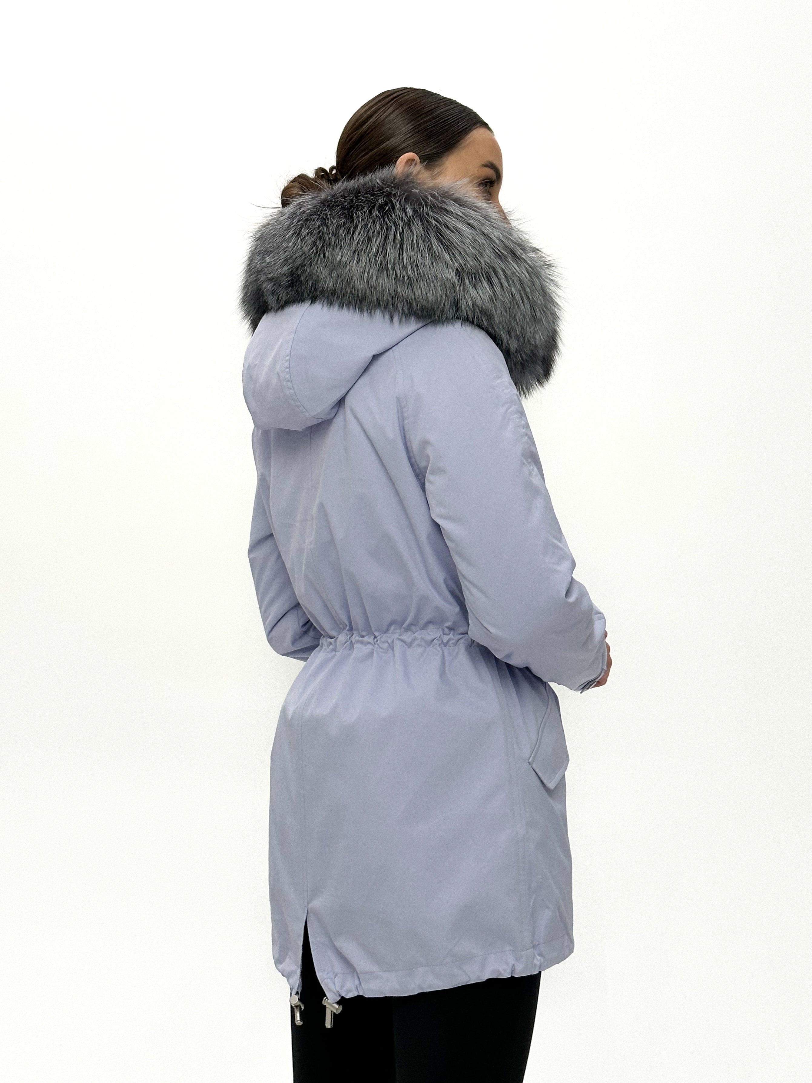 Genuine Silver Fox Fur Trim Rabbit Fur Insulated Parka - SJB-DIAMOND ELITES